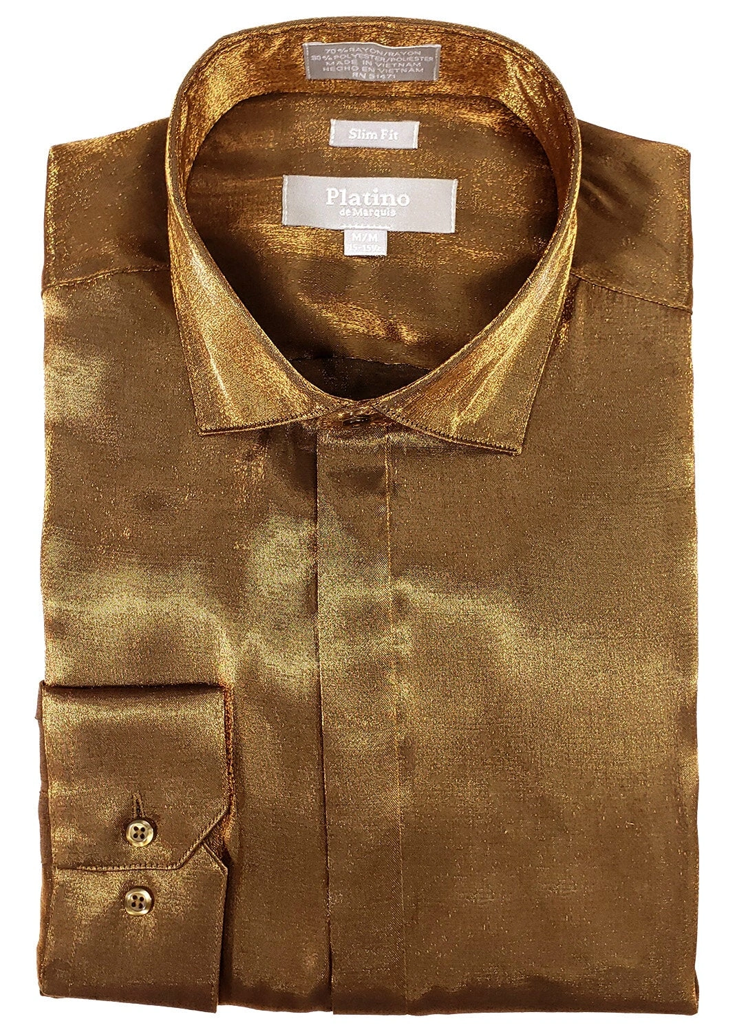 Goudglans! Platino Slim Fit Satijnen Hemd voor Heren: 20101SL, Stijlvol en Luxe.